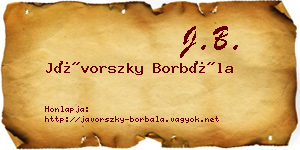 Jávorszky Borbála névjegykártya